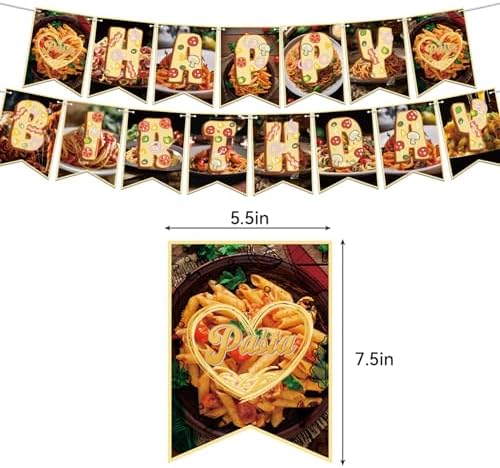 Pasta Birthday Decorations with Balloons and Banners