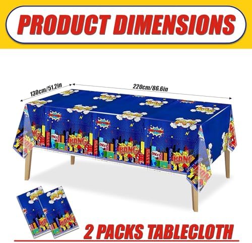 Superhero Plastic Tablecloth 2 Pack 51x87 Inches