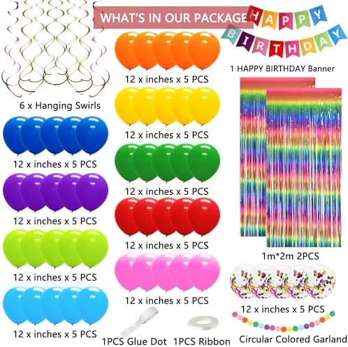 Rainbow Birthday Decorations for Kids Girls Women