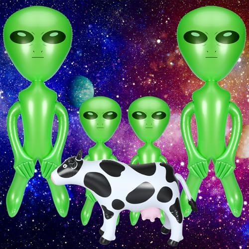 5 Halloween Inflatable Alien Cow Balloons Set