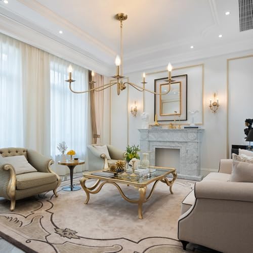 Modern Gold Chandelier 5 Light Adjustable Height