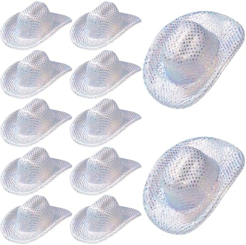 Sotiff 12 Pcs Mini Disco Cowboy Hats Party Decor Set