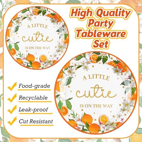 350 Pcs Orange Party Tableware Set for 50 Guests