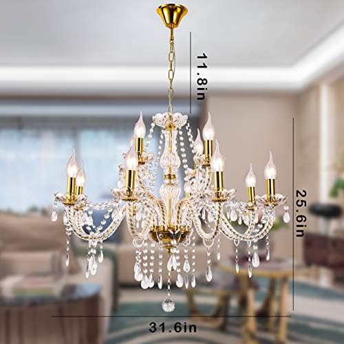 Modern Luxurious Gold Crystal Chandelier with 12 Lights