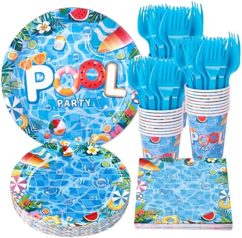 Pool Party Supplies Set for 24 Guests