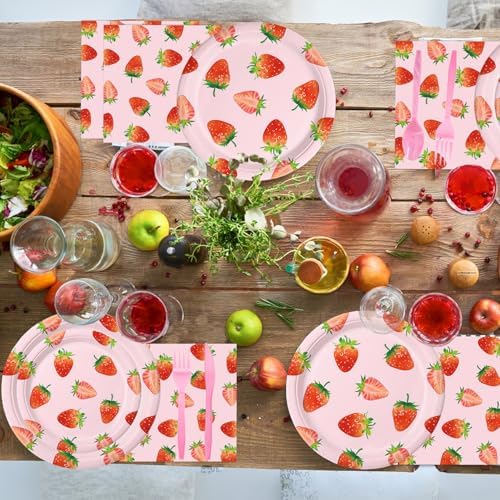 168 Pcs Strawberry Birthday Decorations Set