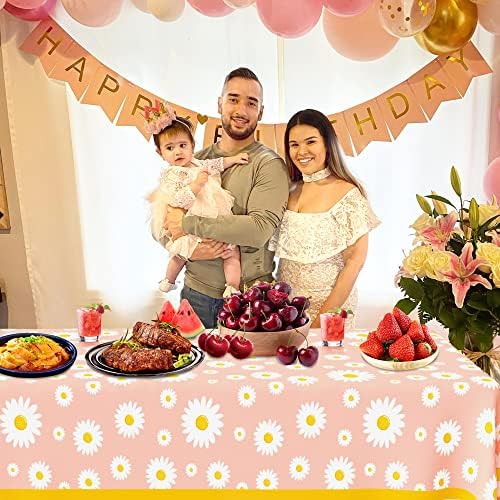 3 Pack Daisy Flower Tablecloths for Birthday Parties