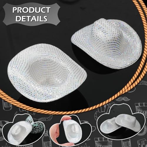 Sotiff 12 Pcs Mini Disco Cowboy Hats Party Decor Set