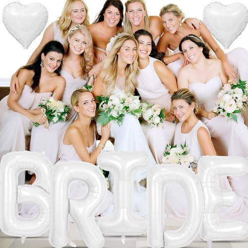 40 Inch White BRIDE Letter Balloons Set