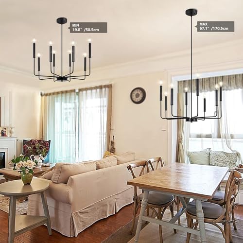 Modern Black Farmhouse Chandelier with 8 Lights