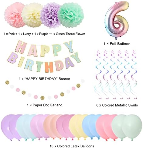 Rainbow 6th Birthday Party Pack 40 Gradient Balloons Decorations