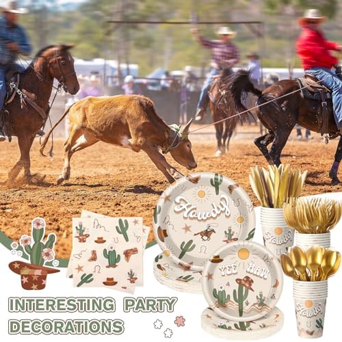 168 Pcs Boho Western Rodeo Party Decor Plates