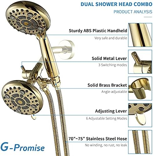 G Promise High Pressure Dual Shower Head Combo with 72 Inch Hose