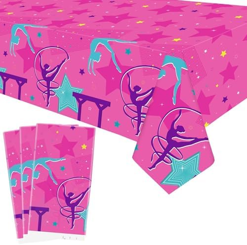 3 Pieces Gymnastics Theme Tablecloths for Birthday Party Decor