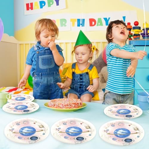50PCS Space Themed Paper Plates for Birthday Parties