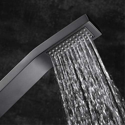 Uwerfm Brass Square Handheld Shower Head Kit with 59In Hose and Bracket