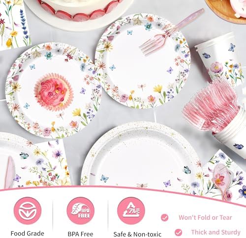 168pcs Wildflower Baby Shower Decorations Set for 24 Guests