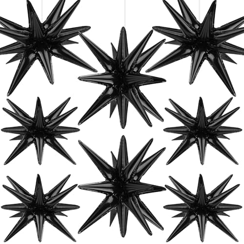 8 Pcs Black Star Balloons for Party Decorations
