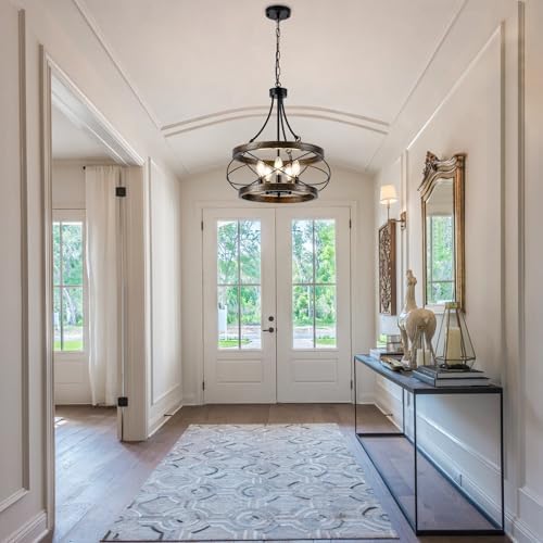5-Light Farmhouse Chandelier 1772 Inch Bronze Drum Pendant Light