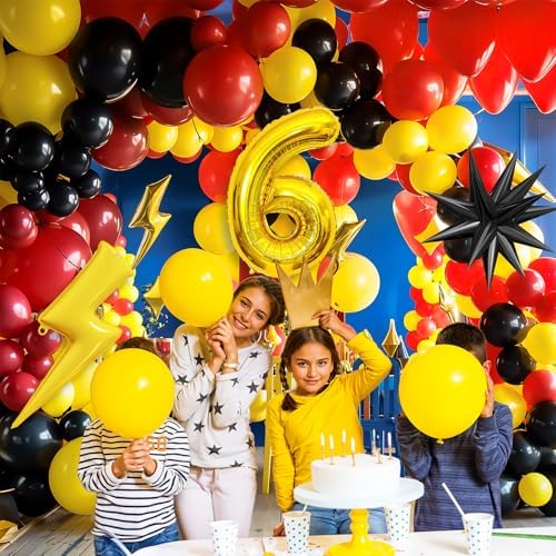 6th Birthday Balloon Arch Kit with Number 6 Decorations