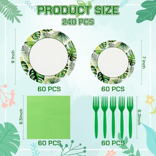 Havawish 240 Pcs Summer Party Paper Tableware Set