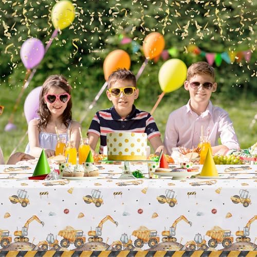 3PCS Truck Themed Birthday Tablecloths for Kids Parties