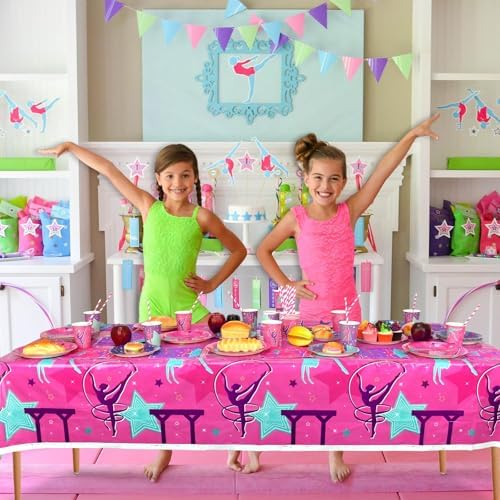 3 Pieces Gymnastics Theme Tablecloths for Birthday Party Decor