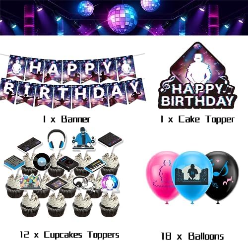 DJ Birthday Decorations with Balloons and Banners