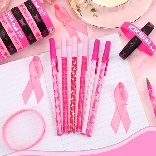 JUNEBRUSHS 60 Pack Breast Cancer Awareness Accessories Set