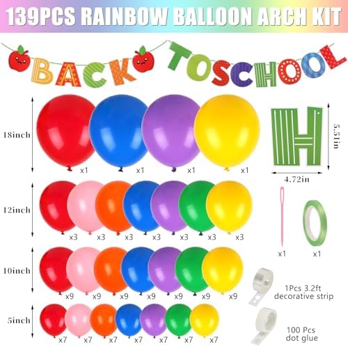 139 pcs Back to School Balloon Arch Kit with Banner