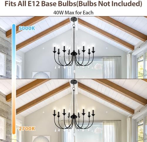 BesLowe 8-Light Crystal Chandelier Modern Farmhouse Style