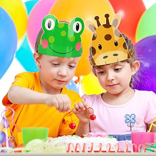12 Piece Jungle Safari Animal Party Hats for Kids