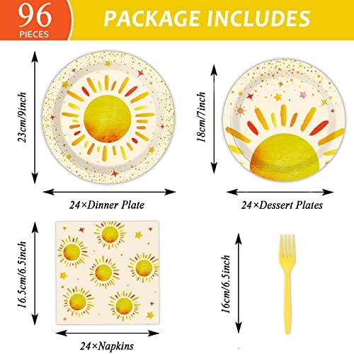 96 Piece Boho Sun Party Tableware Set
