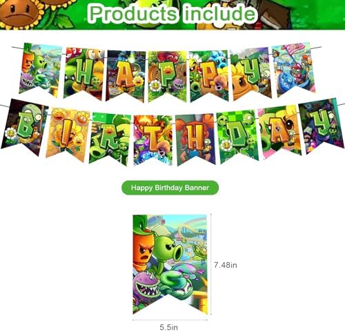 ELZEM Plants Game Party Decorations Set