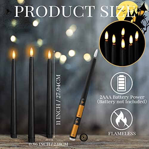 Macarrie 24 Pack Flameless Taper Candles LED 11 Inch Black