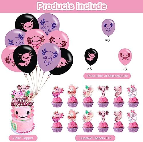 Pink Axolotl Birthday Decorations Set