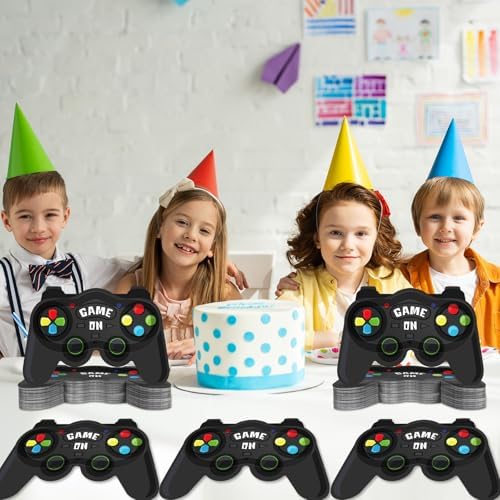 50 PCS Game Themed Party Plates for Kids Birthday Party Supplies