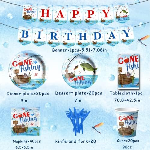 142 Pcs Gone Fishing Party Tableware Set