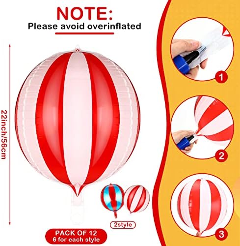 12 Pcs 22 Inch 4D Balloons Carnival Party Decorations