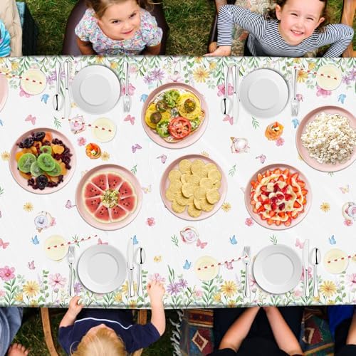 4 Pcs Spring Floral Tablecloth Wildflower Table Cover Set