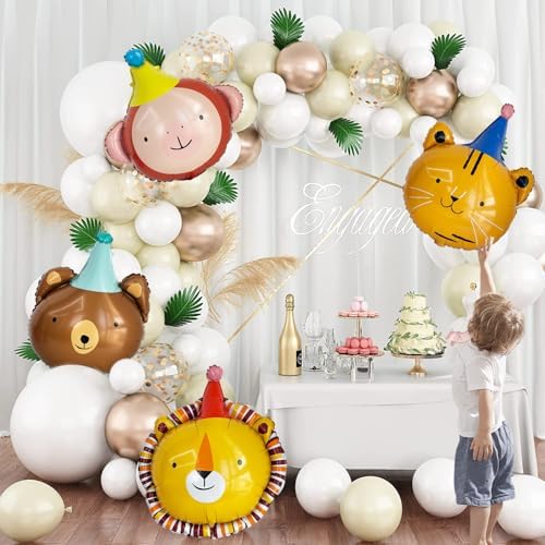 Animal Head Foil Balloon Kit with Lion Bear Monkey Cat