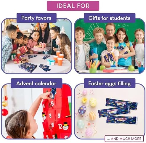BONNYCO Pop It Bracelets Keychains 30 Pack Kids Party Favors