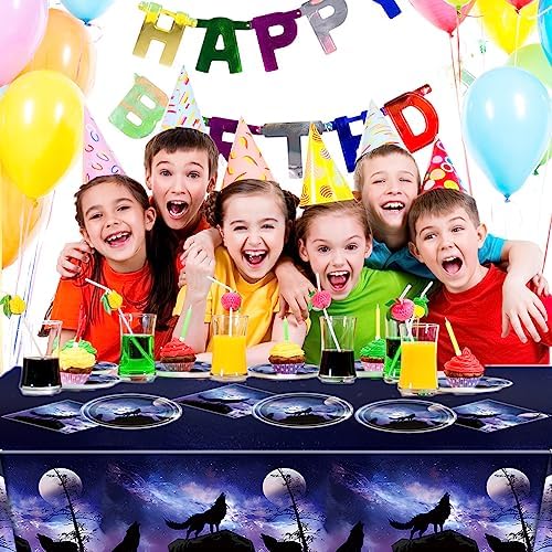 OULUN Wolf Birthday Party Plate Set 20Pcs