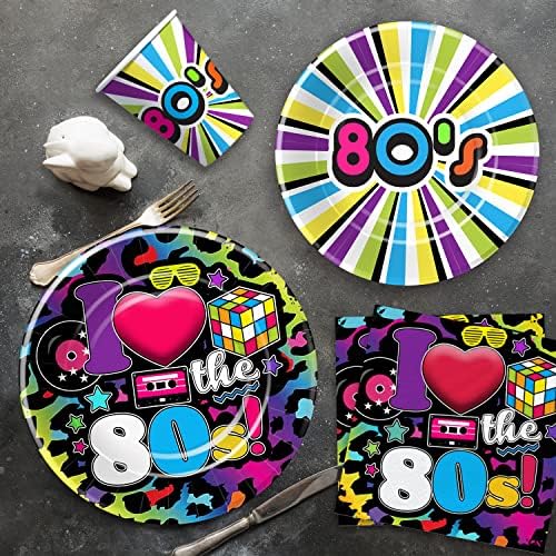 80s Party Decorations Tableware Set for 24 Guests