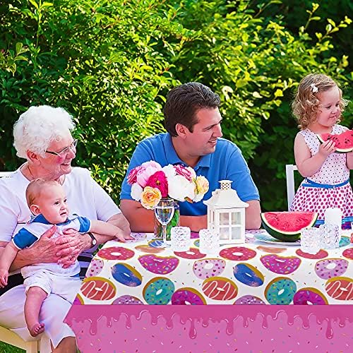 PHOGARY Donut Themed Tablecloth for Parties