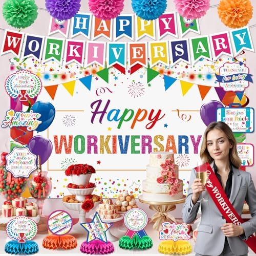 Happy Work Anniversary Decorations Set