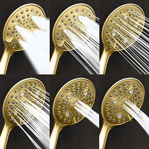 Elite ImperialShine Gold Finish Handheld Showerhead with 6 Faceplate and 6 Spray Settings