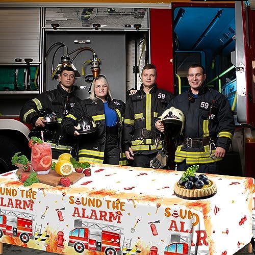 Firetruck Birthday Tablecloth Set - 3Pcs Firefighter Party Decorations
