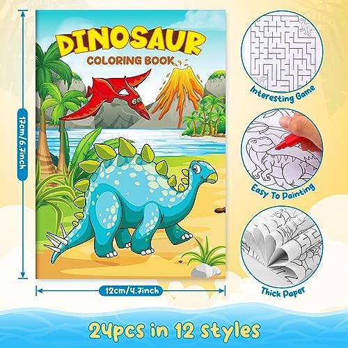 BenLouis 24 Dinosaur Coloring Books with Stacking Crayons