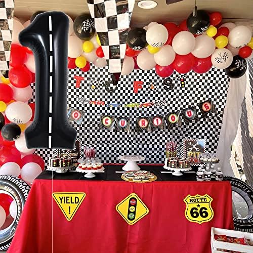 TONIFUL Race Car Black Balloons 40 Inch Number 1 Decorations